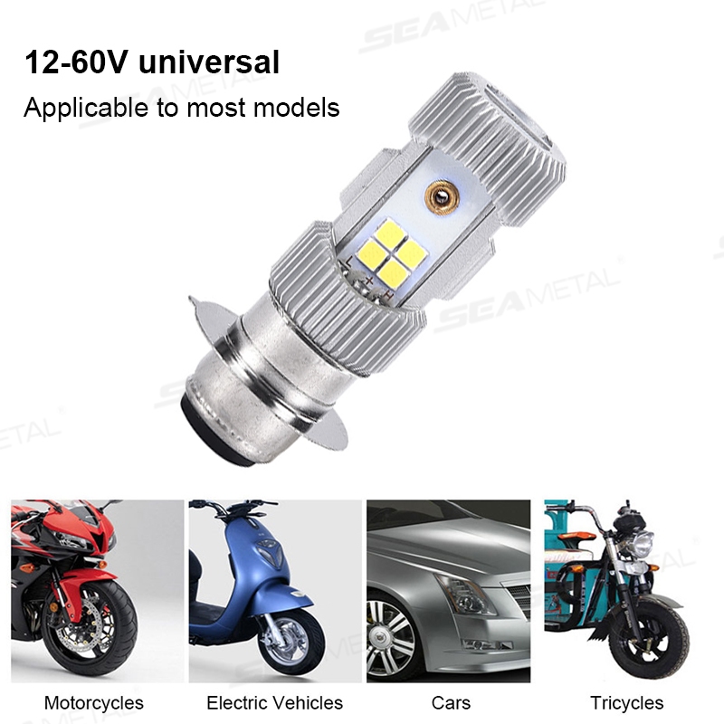 Seametal P15D Đèn Pha LED Xe Máy 3030 Bóng Đèn Chùm Cao Và Thấp Xe Máy Xe Tay Ga ATV Đèn Pha LED 9V-80V Trắng