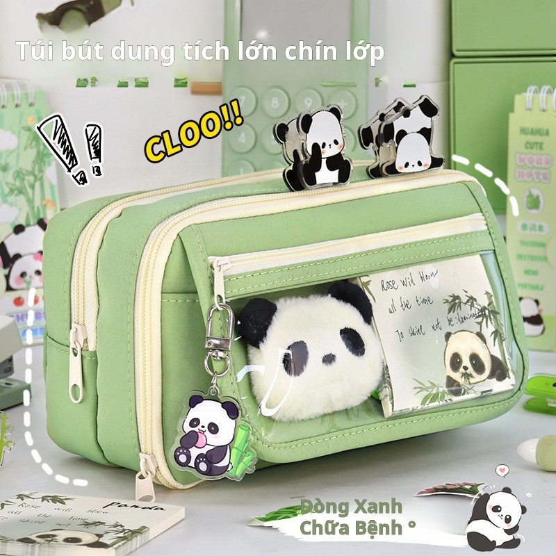 hộp bút nhiều ngăn Panda Mới Chín Lớp Dung Tích Lớn Trong Suốt Hộp Đựng ...