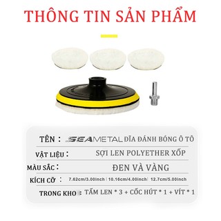 Set 5 miếng đánh bóng SEAMETAL bằng len 3/4/5inch cho xe máy ô tô