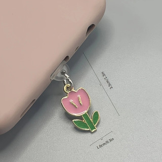 Điện Thoại Di Động Chống Bụi Cắm DIY Nhỏ Dầu Tươi Nhỏ Giọt Hoa Tulip Mặt Dây Chuyền Lỗ Điện Thoại Di Động Chống Bụi Cắm
