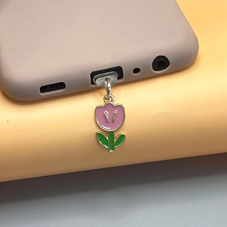Điện Thoại Di Động Chống Bụi Cắm DIY Nhỏ Dầu Tươi Nhỏ Giọt Hoa Tulip Mặt Dây Chuyền Lỗ Điện Thoại Di Động Chống Bụi Cắm