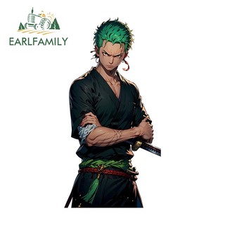 EARLFAMILY 13cm One Piece Zoro Xe Miếng Dán Cá Tính Thú Vị Tắc Trầy Xước Câu Cá Hộp Điện-Xe Đạp Vinyl Decal Phụ Kiện Xe Hơi