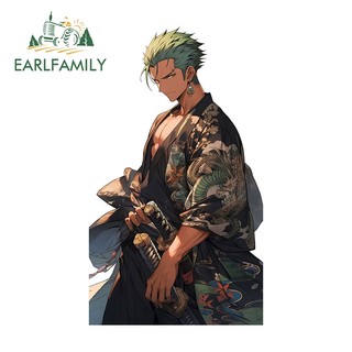EARLFAMILY 13cm One Piece Zoro Xe Miếng Dán Cá Tính Thú Vị Tắc Trầy Xước Câu Cá Hộp Điện-Xe Đạp Vinyl Decal Phụ Kiện Xe Hơi