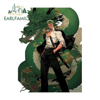 EARLFAMILY 13cm One Piece Zoro Xe Miếng Dán Cá Tính Thú Vị Tắc Trầy Xước Câu Cá Hộp Điện-Xe Đạp Vinyl Decal Phụ Kiện Xe Hơi