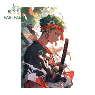 EARLFAMILY 13cm One Piece Zoro Xe Miếng Dán Cá Tính Thú Vị Tắc Trầy Xước Câu Cá Hộp Điện-Xe Đạp Vinyl Decal Phụ Kiện Xe Hơi