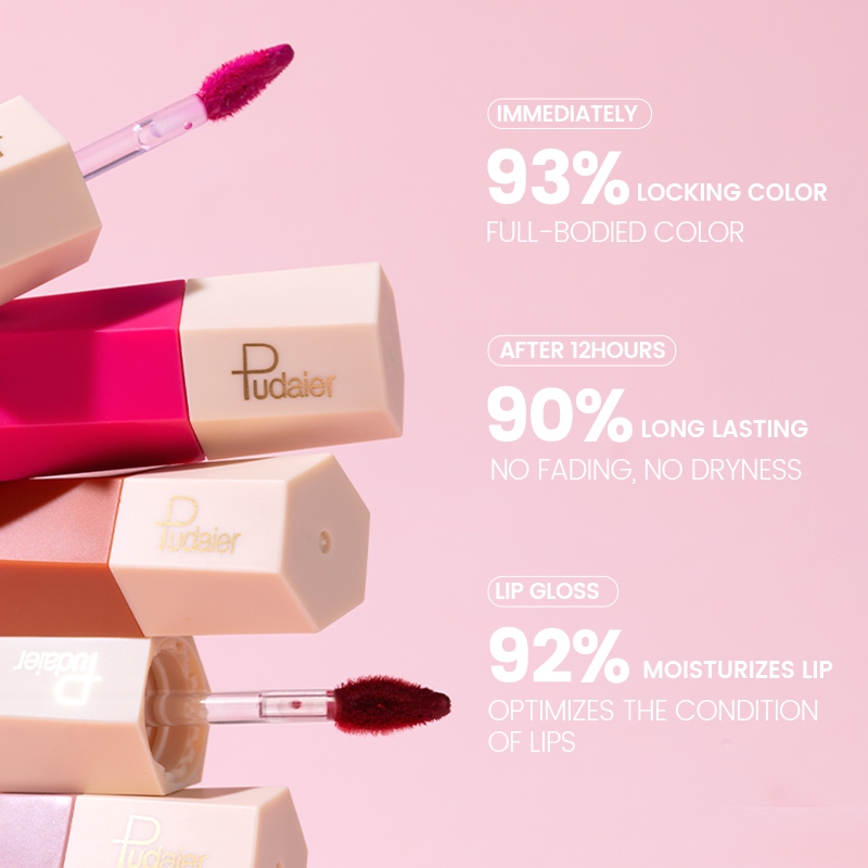 Ảnh Pudaier Matte Lipstick Lâu trôi không thấm nước Liptint Lip Gloss Cốc chống dính 3g 4