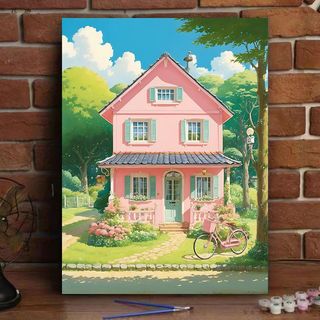 MOZI✨30 * 40cm / 40 * 50cm cabin nông thôn tranh số hóa tranh tô màu theo số tranh sơn dầu số hoá Phong Cảnh Phố Tranh Sơn Dầu Kỹ Thuật Số Tranh Trang Trí Tranh Kỹ Thuật Số Trường Nhồi Bông Tranh Tay Tranh ins Phong Cách