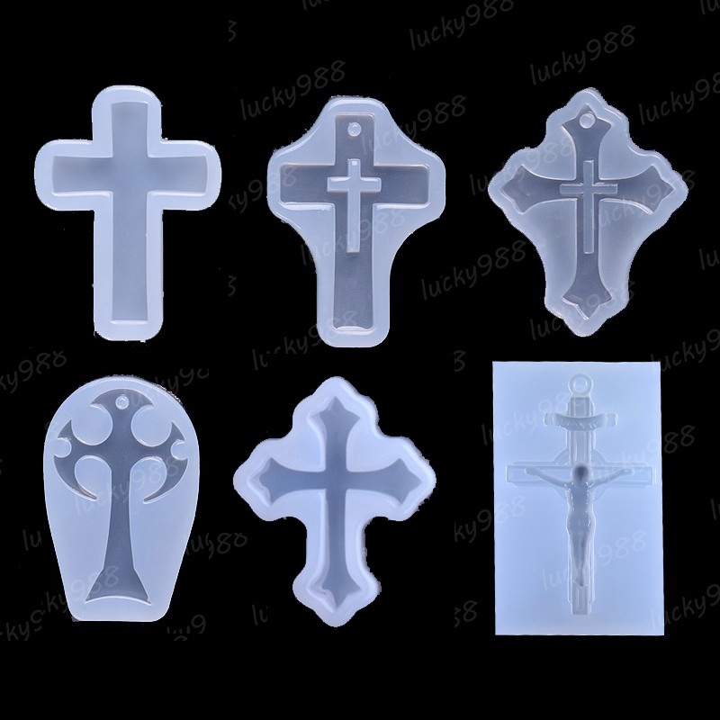 Gương Retro Cross khuôn silicon đa năng với đục lỗ, dùng làm mặt dây chuyền, trang sức, socola, trang trí bánh