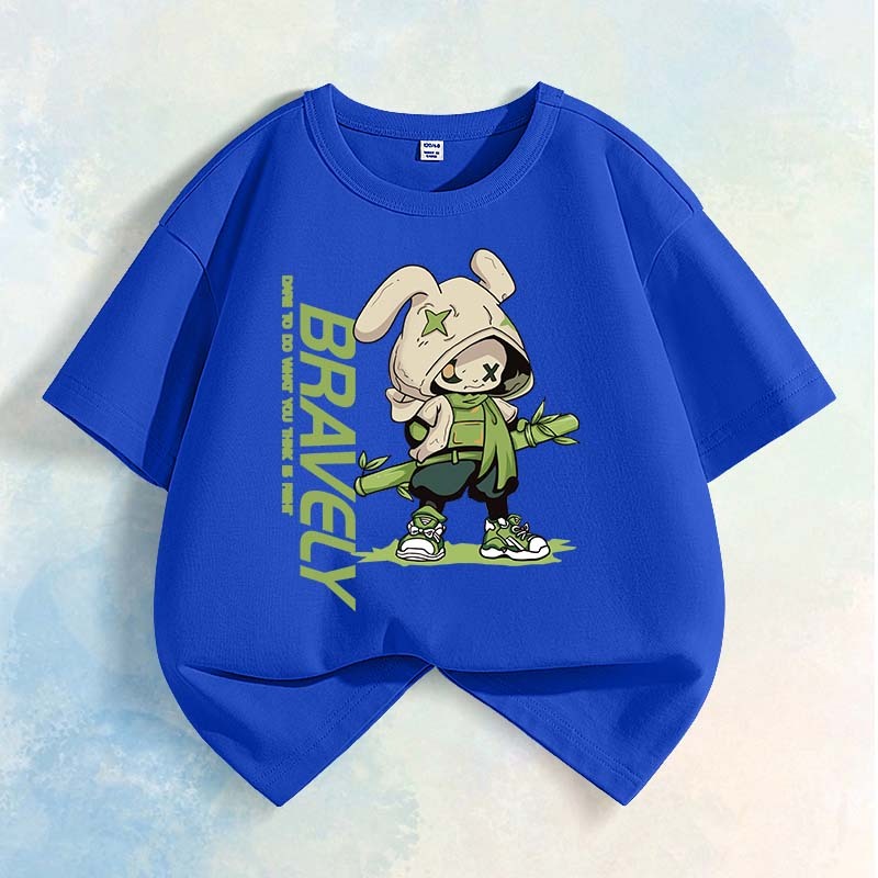[110cm-160cm] Áo thun bé trai, Áo thun ngắn tay bé trai Cotton nguyên chất, Áo thể thao in hình dễ thương