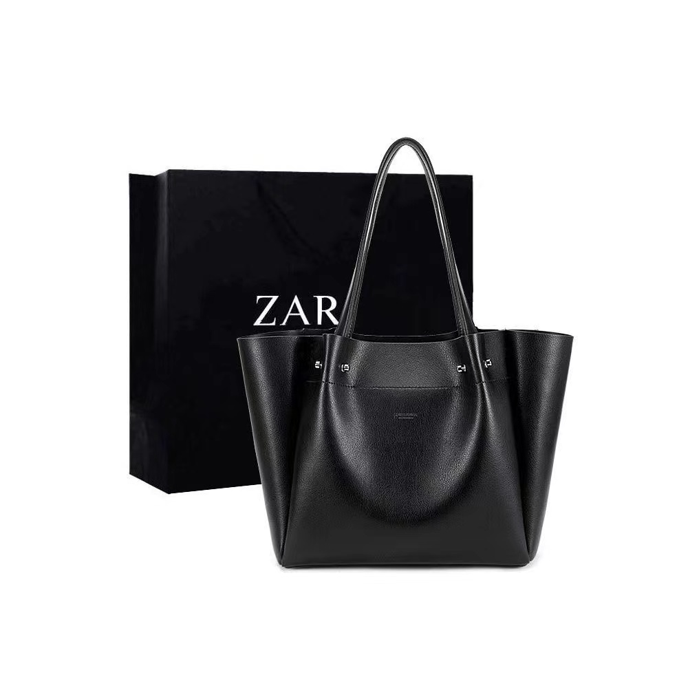 ZARA Túi Tote sức chứa lớn đơn giản dành cho nữ mới Túi mua sắm đeo vai Túi đi làm