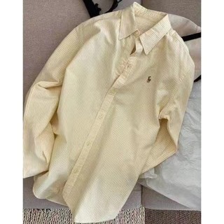 Sọc Phong Cách Hàn Quốc Nữ Nữ Áo Sơ Mi Dài Tay Baju Baju Wanita Lengan Panjang Hàng Mới Sẵn Có