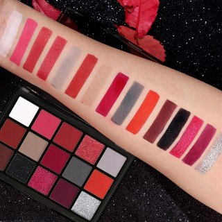 Bảng mắt UCANBE 15 màu đỏ burgundy – đủ lì, nhũ, kim loại, glitter – sắc tố cao, đẹp cho Joker, Halloween, Giáng sinh