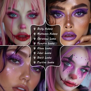 UCANBE Bảng Trang Điểm Phấn Mắt Tím, 15 Màu Đen Khói Shimmer Matte Kim Loại Lấp Lánh Tím Oải Hương Hồng Trang Điểm Bộ Trang Điểm Cho Cosplay Halloween Ursula Trang Phục Phù Thủy Dự Tiệc