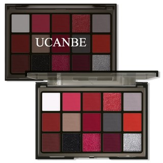 Bảng mắt UCANBE 15 màu đỏ burgundy – đủ lì, nhũ, kim loại, glitter – sắc tố cao, đẹp cho Joker, Halloween, Giáng sinh
