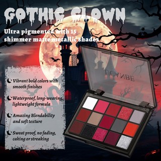Bảng mắt UCANBE 15 màu đỏ burgundy – đủ lì, nhũ, kim loại, glitter – sắc tố cao, đẹp cho Joker, Halloween, Giáng sinh