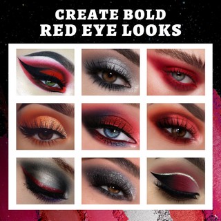 Bảng mắt UCANBE 15 màu đỏ burgundy – đủ lì, nhũ, kim loại, glitter – sắc tố cao, đẹp cho Joker, Halloween, Giáng sinh