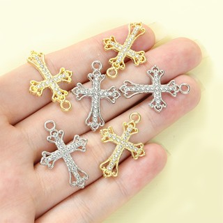 10 Chiếc Thời Trang Sáng Bóng Kim Cương Giả Inlay Chữ Thập Quyến Rũ Cá Tính Tinh Tế Hip Hop Đồ Trang Trí Tôn Giáo Phụ Kiện Trang Sức Vòng Cổ DIY Bông Tai Móc Khóa Phong Cách Cổ Điển Mặt Dây Hợp Kim