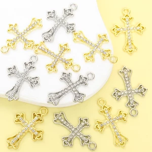 10 Chiếc Thời Trang Sáng Bóng Kim Cương Giả Inlay Chữ Thập Quyến Rũ Cá Tính Tinh Tế Hip Hop Đồ Trang Trí Tôn Giáo Phụ Kiện Trang Sức Vòng Cổ DIY Bông Tai Móc Khóa Phong Cách Cổ Điển Mặt Dây Hợp Kim