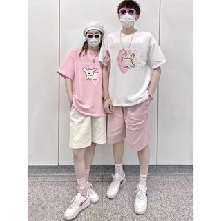 HIIXIIVI Thương Hiệu Mới 100% Cotton Unisex Áo Thun Nữ Tay Ngắn Nam Nữ Baggy Cổ Tròn Rời In Độc Đáo Cặp Đôi Tee