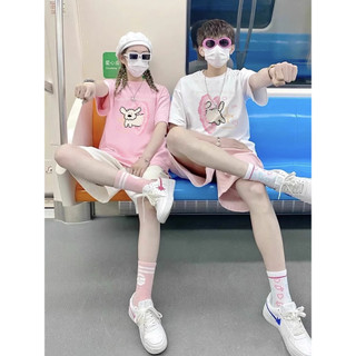 HIIXIIVI Thương Hiệu Mới 100% Cotton Unisex Áo Thun Nữ Tay Ngắn Nam Nữ Baggy Cổ Tròn Rời In Độc Đáo Cặp Đôi Tee