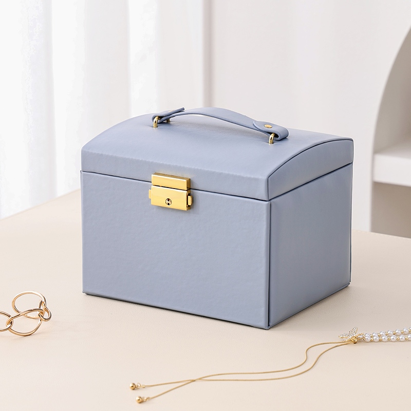 Hộp đựng trang sức 3 tầng CASEGRACE Hộp đựng trang sức du lịch có tay cầm 2 ngăn kéo có thể khóa và chìa khóa Hộp đựng đồ trang sức có gương Quà tặng lưu trữ trang sức cho hộp nhẫn bông tai vòng cổ