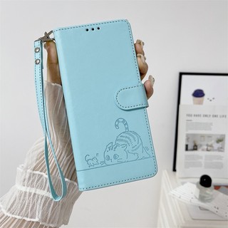 Ốp Lưng Cho IPhone 12 Mini 11 Pro X Xr Xs Max 6 6s 7 8 Plus Se 2 3 4 2020 Cho Ipod Touch 5 6 7 Flip Wallet Case Da 3D Dập Nổi Dễ Thương Khe Cắm Thẻ Mèo Có Dây buộc miễn phí