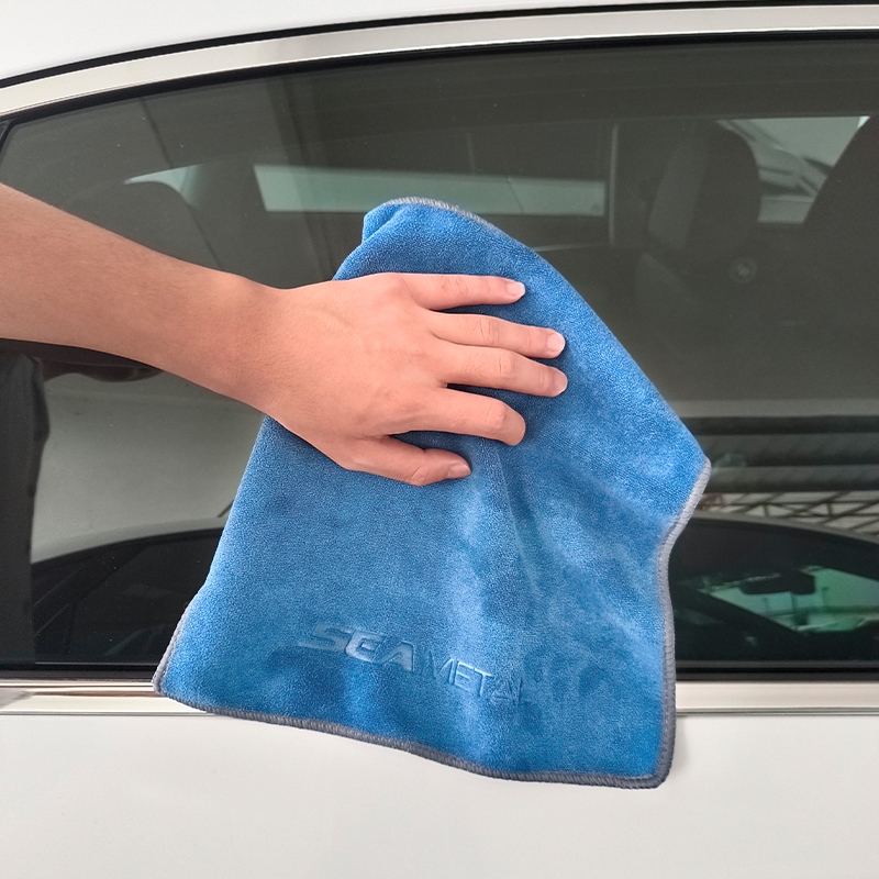 Khăn lau xe chuyên SEAMETAL dụng ô tô lau bếp lau kính Microfiber siêu thấm không bị sơ rối 2 lớp