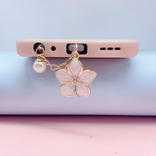 Điện thoại di động Cắm chống bụi diy Cherry Blossom Pearl Charm Lỗ điện thoại di động Chống bụi