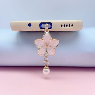 Điện thoại di động Cắm chống bụi diy Cherry Blossom Pearl Charm Lỗ điện thoại di động Chống bụi