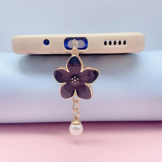 Điện thoại di động Cắm chống bụi diy Cherry Blossom Pearl Charm Lỗ điện thoại di động Chống bụi