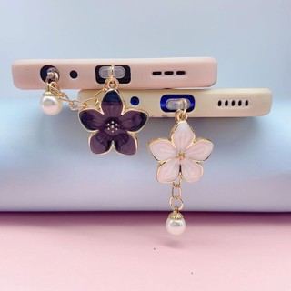 Điện thoại di động Cắm chống bụi diy Cherry Blossom Pearl Charm Lỗ điện thoại di động Chống bụi