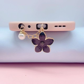 Điện thoại di động Cắm chống bụi diy Cherry Blossom Pearl Charm Lỗ điện thoại di động Chống bụi