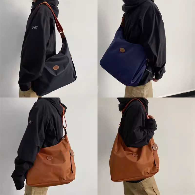 War Horse Nữ Đeo Vai Túi Vải Chống Thấm Nước Cổ Điển Dày Nylon Dung Tích Lớn Da Bò Chất Liệu