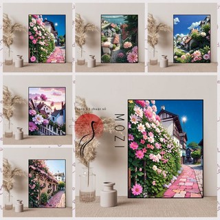 MOZI✨30 * 40cm / 40 * 50cm Phố hoa cúc tranh tô màu theo số tranh số hóa tranh sơn dầu số hoá Hoa Cúc Phố Tự Làm Kỹ Thuật Số Tranh Sơn Dầu Tranh Hoa Tay Tranh Làm Đầy Tranh Acrylic Tranh Sơn Màu Tranh Tay Tranh Sơn Dầu Trang Trí