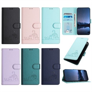 Ốp Lưng Cho IPhone 12 Mini 11 Pro X Xr Xs Max 6 6s 7 8 Plus Se 2 3 4 2020 Cho Ipod Touch 5 6 7 Flip Wallet Case Da 3D Dập Nổi Dễ Thương Khe Cắm Thẻ Mèo Có Dây buộc miễn phí