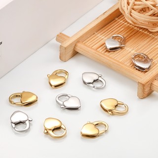 Đánh Bóng Lớn Thép Không Gỉ Tình Yêu Tôm Hùm Khóa Vàng 18k Hình Trái Tim Kẹp Trang Sức Tự Làm Khóa Vòng Cổ Vòng Tay Phụ Kiện