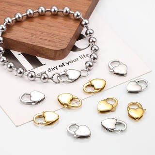 Đánh Bóng Lớn Thép Không Gỉ Tình Yêu Tôm Hùm Khóa Vàng 18k Hình Trái Tim Kẹp Trang Sức Tự Làm Khóa Vòng Cổ Vòng Tay Phụ Kiện