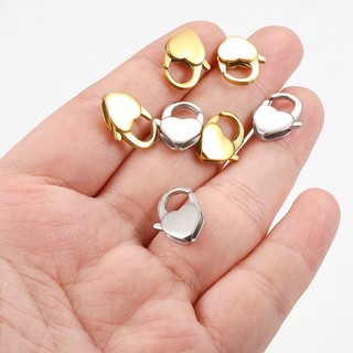 Đánh Bóng Lớn Thép Không Gỉ Tình Yêu Tôm Hùm Khóa Vàng 18k Hình Trái Tim Kẹp Trang Sức Tự Làm Khóa Vòng Cổ Vòng Tay Phụ Kiện
