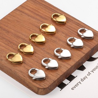 Đánh Bóng Lớn Thép Không Gỉ Tình Yêu Tôm Hùm Khóa Vàng 18k Hình Trái Tim Kẹp Trang Sức Tự Làm Khóa Vòng Cổ Vòng Tay Phụ Kiện