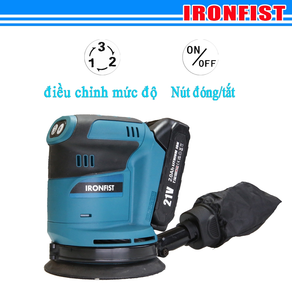 Random Orbit Sander 3 Speed 5inch 21V Pin Lithium có bộ sưu tập bụi ...