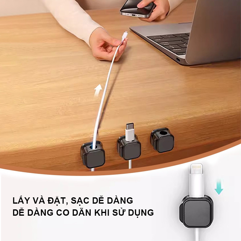 10 cái Kẹp cố định dây cáp sạc tiện lợi SEAMETAL giúp bàn làm việc ngăn nắp