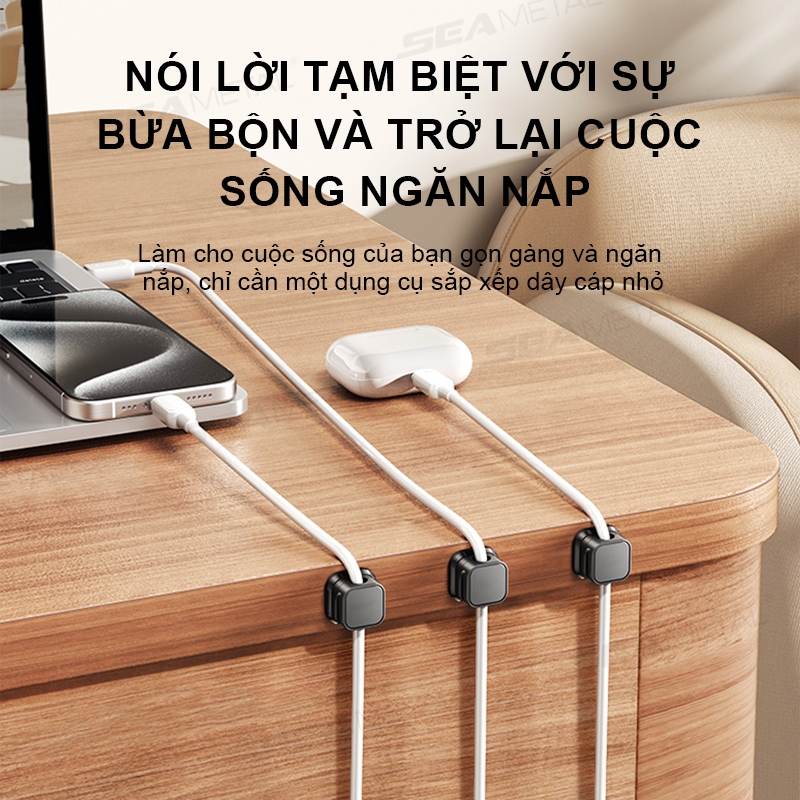 10 cái Kẹp cố định dây cáp sạc tiện lợi SEAMETAL giúp bàn làm việc ngăn nắp