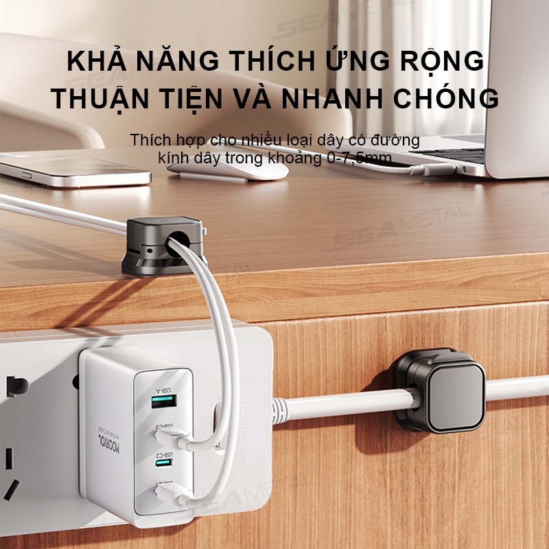 10 cái Kẹp cố định dây cáp sạc tiện lợi SEAMETAL giúp bàn làm việc ngăn nắp