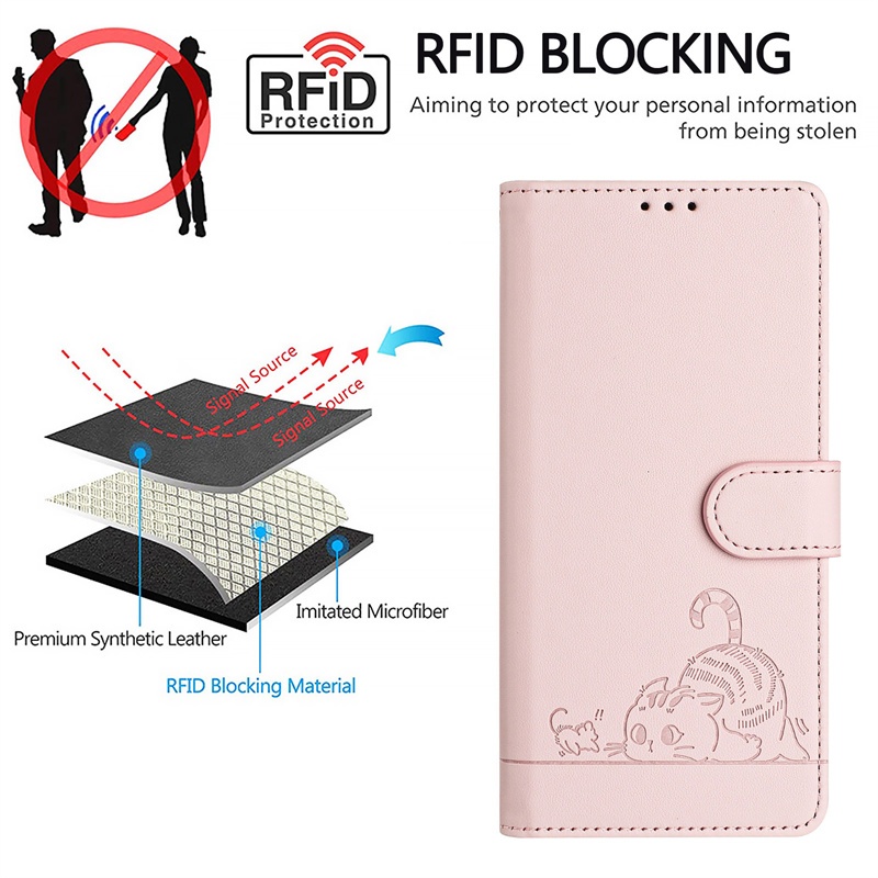 Ốp Lưng Cho Samsung Galaxy S6 S7 Edge S8 S9 S10 S20 + Plus Ultra S10e S20fe X Cover 6 Pro Flip Wallet Case Da 3D Dập Nổi Dễ Thương Khe Cắm Thẻ Mèo Có Dây Buộc