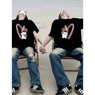 HIIXIIVI Thương Hiệu Mới 100% Cotton Unisex Áo Thun Nữ Tay Ngắn Nam Nữ Baggy Cổ Tròn Rời In Độc Đáo Cặp Đôi Tee