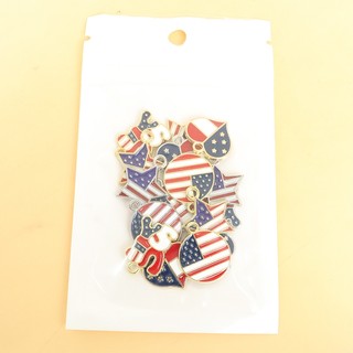 20 Chiếc Cờ Mỹ Thiết Kế Pentagram, Trái Tim, Tròn Và Chữ Hoa Kỳ Men Quyến Rũ Ngày Độc Lập 4th Of July Yêu Nước Nam Nữ Vòng Cổ Vòng Tay Bông Tai Móc Khóa DIY Hợp Kim Mặt Dây Chuyền