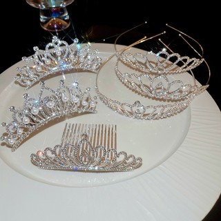 Ngọc trai dát kim cương tình yêu vương miện tóc vương miện vòng tóc thời trang tinh tế headband cô dâu khí chất mũ nón dành cho nữ