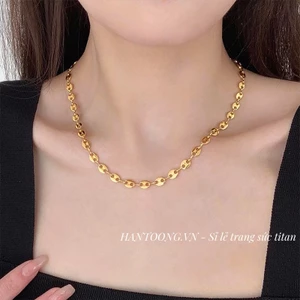Dây chuyền nữ bằng chất liệu titan cao cấp không gỉ mạ vàng 24k thiết kế hoạ tiết độc đáo thời trang sang trọng
