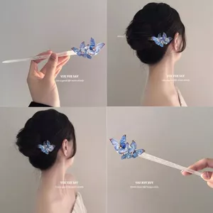 Kẹp tóc hình con bướm thanh lịch và thích hợp phong cách Trung Quốc, kẹp tóc hình quả bóng phong cách cổ xưa dành cho nữ có đầu cuộn, kẹp tóc phong cách Trung Quốc mới với cảm giác mát mẻ và cao cấp