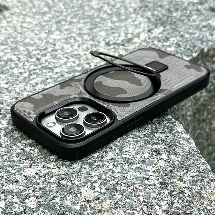 【camouflage case/Bracket/Gray】ốp lưng compatible for iPhone 12 13 14 15